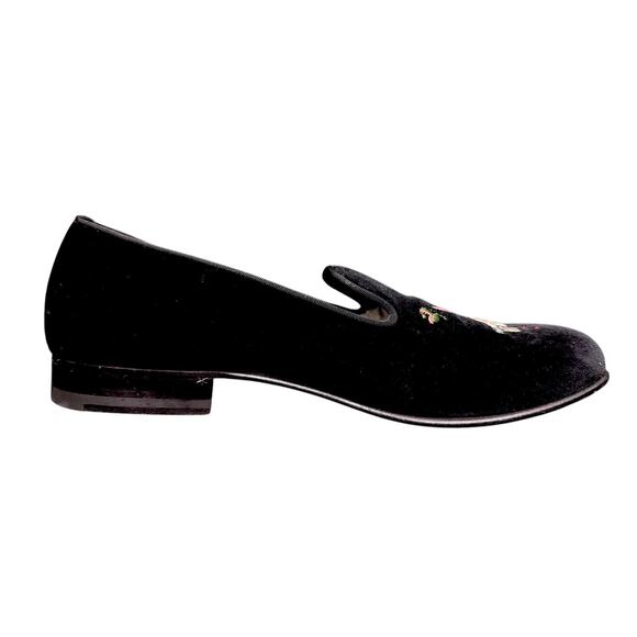 Gucci Flying Pig Embroidered Men\'s 7.5 Black Velvet Loafers Slippers Luxury main image 12